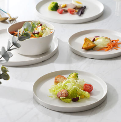 Weißes 12 PC Melamin-Dinnerware-Set für den Innenbereich