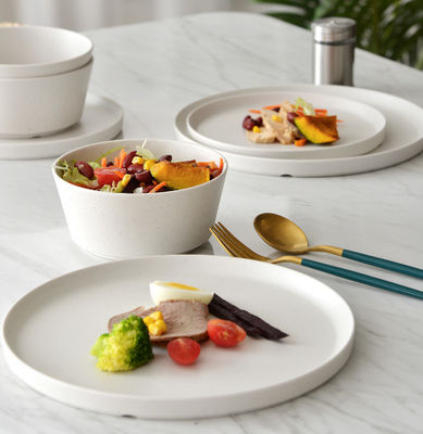 Weißes 12 PC Melamin-Dinnerware-Set für den Innenbereich