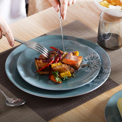 Blau-Grün Camping Melamin-Dinner-Set für Innen- und Außenbereich