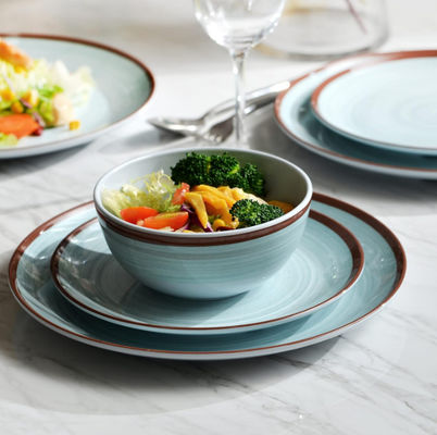 Grün 12 Pc Melamin Geschirr Set Teller und Schalen Morden