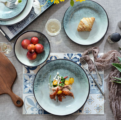 Grünes 12-teiliges Melamin-Dinnerware-Set für den Gebrauch im Freien