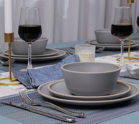 Gufaith 4 Melamin Geschirr Set Teller und Schüsseln 12 Stück