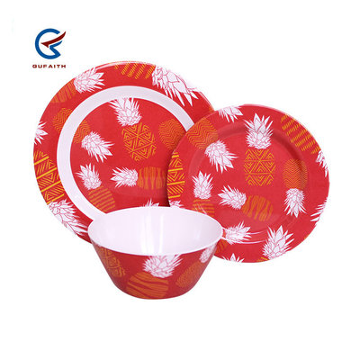 3PCS Rot Melamin-Dinnerware-Set für Camping Innen-Außen-Küche